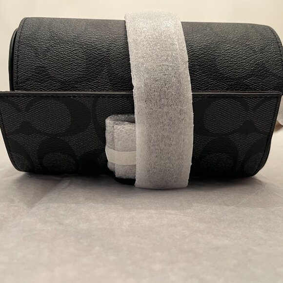 New Coach Watch Roll Case in Signature Canvas and Leather with Buckle Clโฆ - Picture 4 of 15